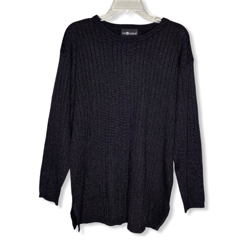 Sag Harbor Metallic Crew Neck Pullover Sweater